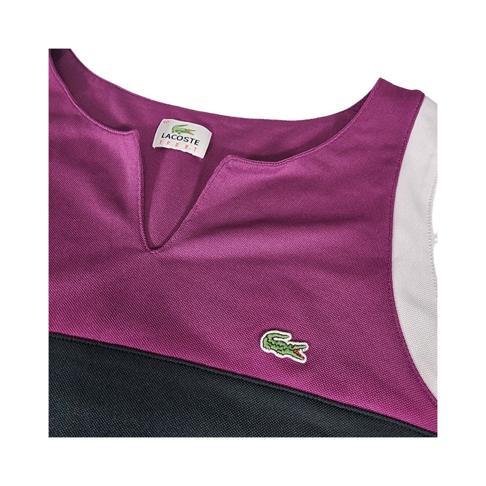 Lacoste Sport Women Tennis Dress Sleeveless Purple Black White Size 40‎ M - Picture 4 of 9